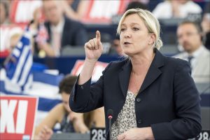 Marine Le Pen num comício da Frente Nacional