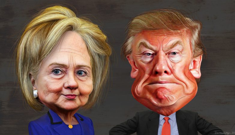 Hillary Clinton e Donald Trump por Donkey Hotey
