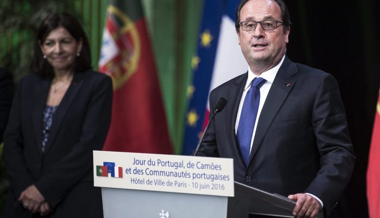 O presidente francês, Francois Hollande, nas comemorações do 10 de Junho em Paris