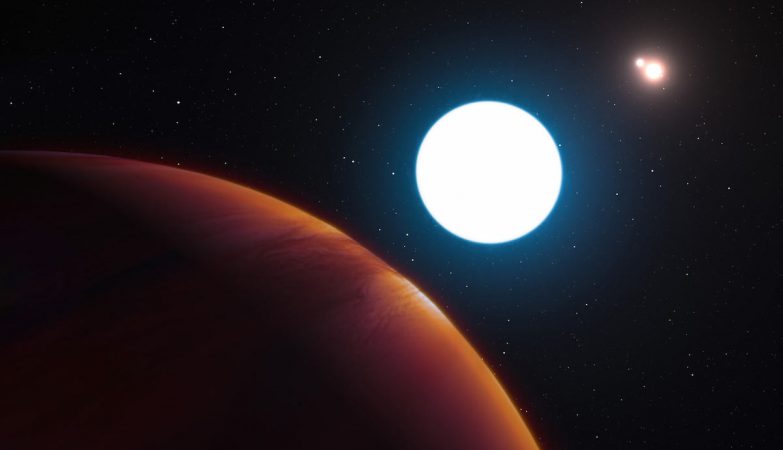 Conceito artístico de uma perspectiva do sistema solar triplo HD 131399