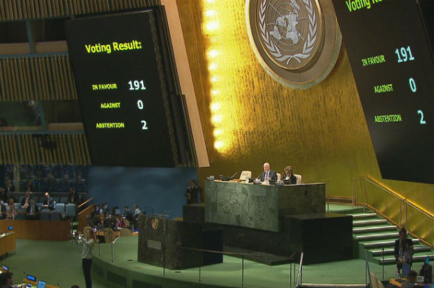 Sessão na Assembleia-Geral da ONU para votação na resolução que pede o fim do embargo a Cuba