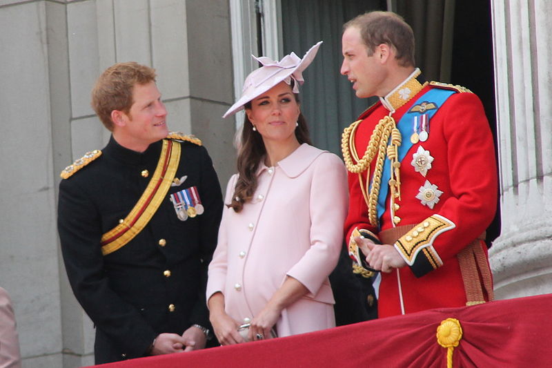 Príncipes Harry e William com princesa Kate Middleton (foto: Carfax2 / wikimedia)