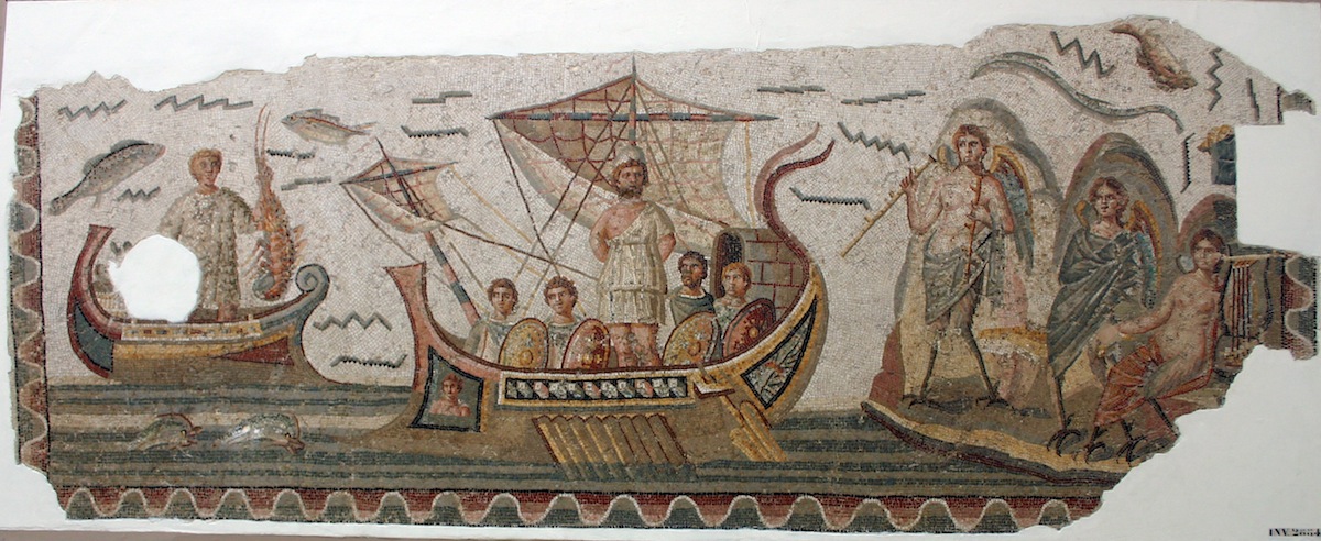 Barco romano em mosaico, Bardo Museum Tunisia