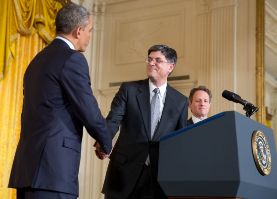 Barack Obama com o secretário do Tesouro dos EUA, Jacob Lew