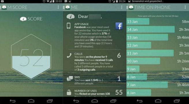 Interface do Menthal, aplicação que promete "controlar" o seu vício por telemóveis