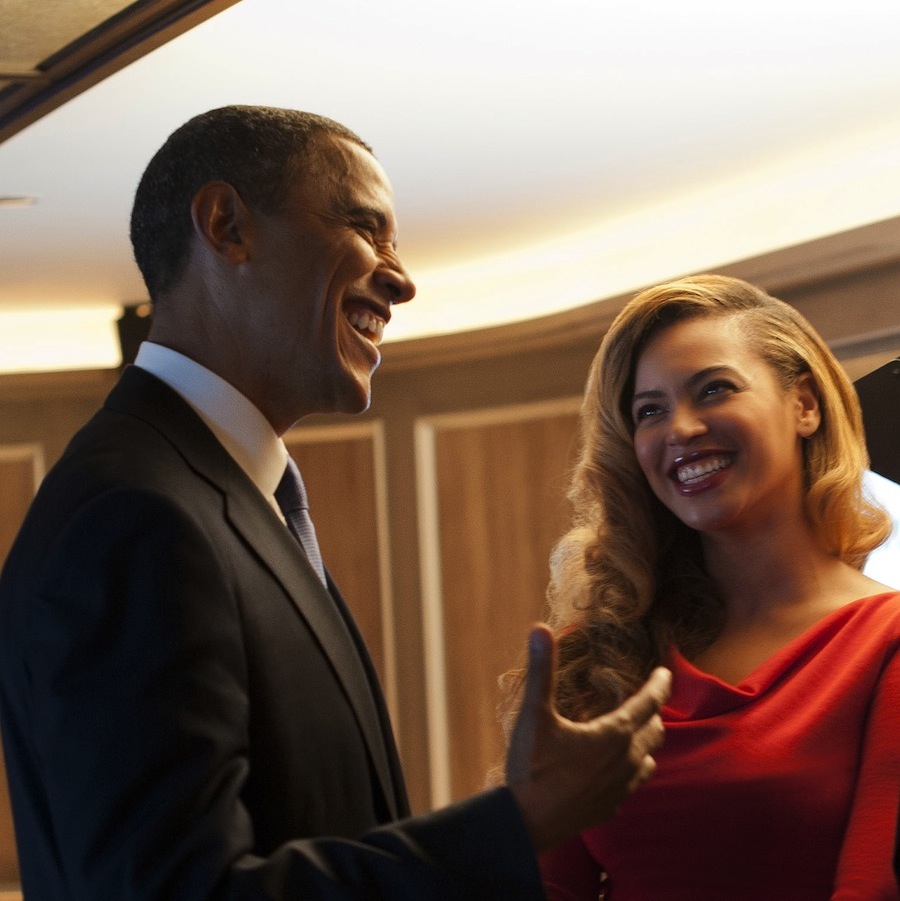 O Presidente dos Estados Unidos, Barack Obama, com Beyoncé