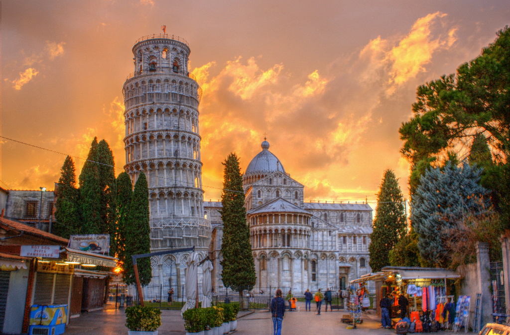 A historica Torre de Pisa, em Itália