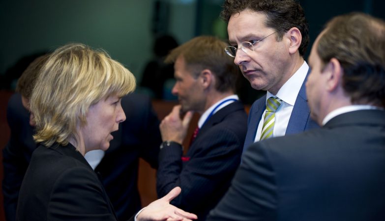 A ministra das Finanças, Maria Luís Albuquerque, com Jeroen Dijsselbloem, presidente do Eurogrupo