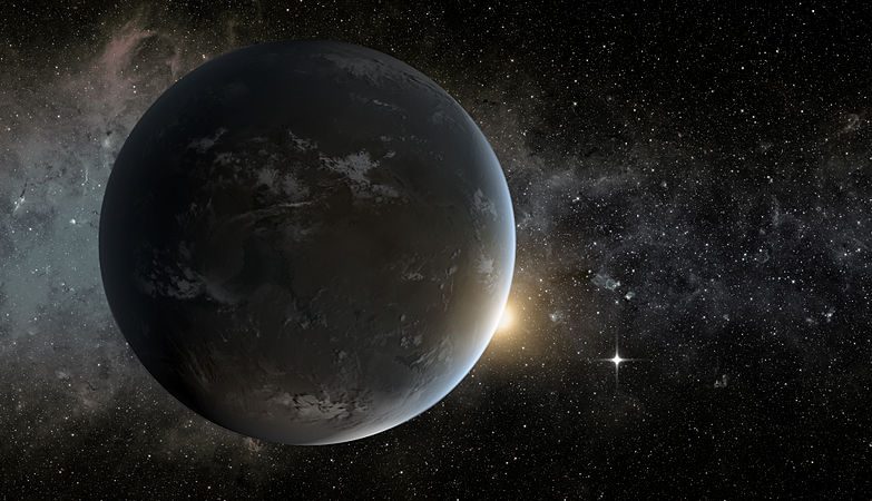 Exoplaneta Kepler-62f com a estrela 62e