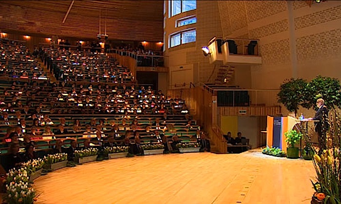 Aula Magna da Universidade de Estocolmo, o palco da cerimónia de entrega dos prémios Nobel