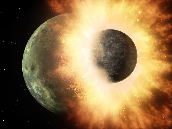 A formação da Lua por colisão de um planeta com a Terra