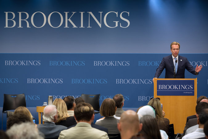 Borge Brende, o ministro dos Negócios Estrangeiros da Noruega, na Brookings Institution, em Washington. 