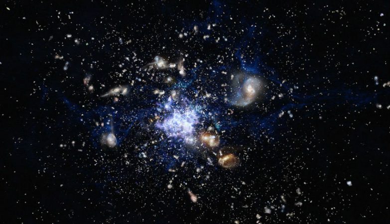 Impressão artística da Galáxia MRC 1138-262