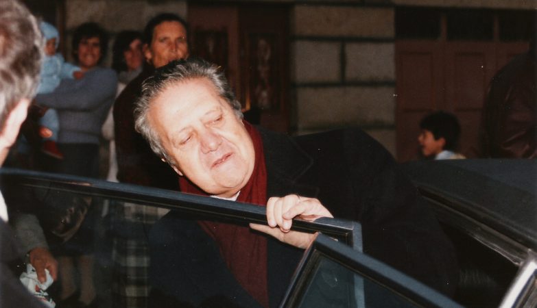 Mário Soares em Muxagata durante a campanha para a presidência, em Janeiro de 1986. 