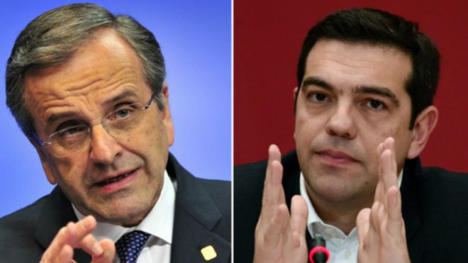 Antonis Samaras e Alexis Tsipras