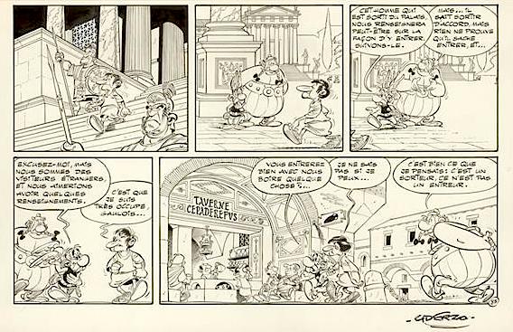 Asterix e os Louros de César, prancha de Albert Uderzo de 1971