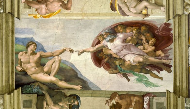 "A criação de Adão", fresco de Michelangelo pintado no teto da Capela Sistina, no Vaticano