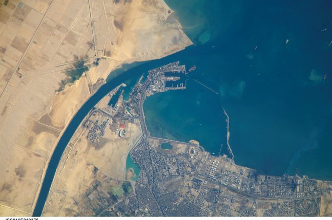 Porto de Suez, no Egipto, foto de satélite da NASA