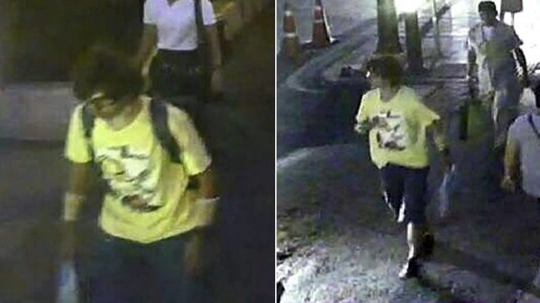 Imagens das câmaras de vigilância mostram o suspeito de ter lançado uma bomba no templo de Erawan, em Taiwan