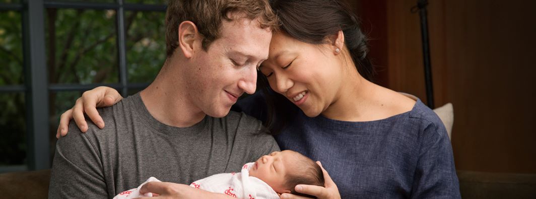 Mark Zuckerberg e Priscilla Chan com a filha Max