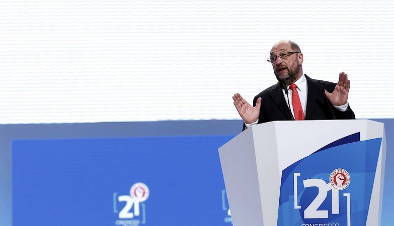 O presidente do Parlamento Europeu, Martin Schulz, durante o seu discurso no 21º Congresso do PS