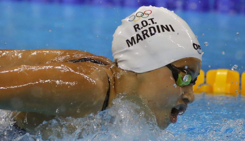 A nadadora síria Yusra Mardini, em competição nos Jogos Olímpicos Rio 2016