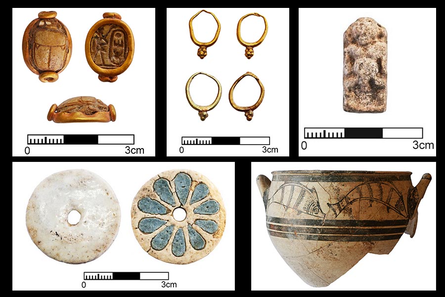 Alguns dos objectos encontrados numa sepultura do final da Idade do Bronze, no Chipre.