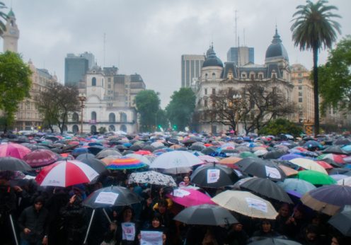 Protesto em Buenos Aires, na Argentina, contra a violência machista