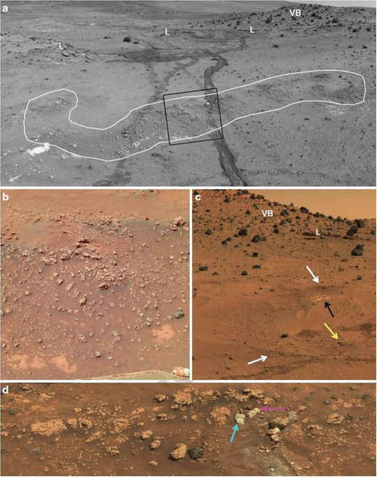 Imagens do rover Spirit mostram afloramentos nodulares de sílica opalina