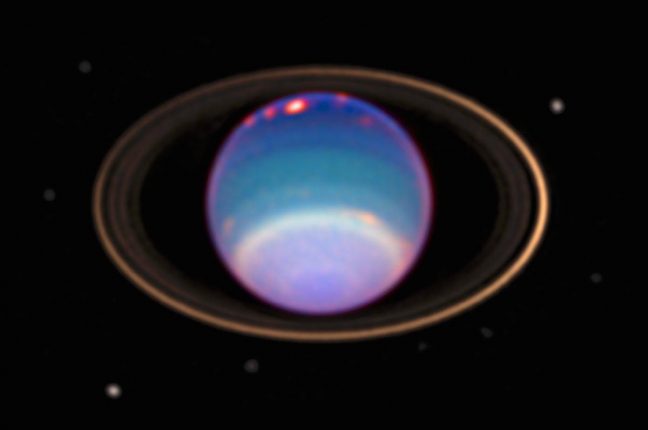 Imagem dos anéis de Úrano, obtida pelo Telescópio Hubble