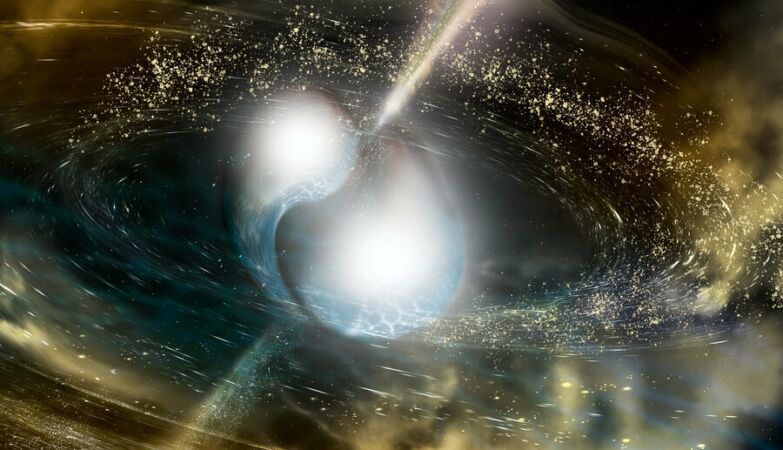 Colisão de estrelas de neutrões.