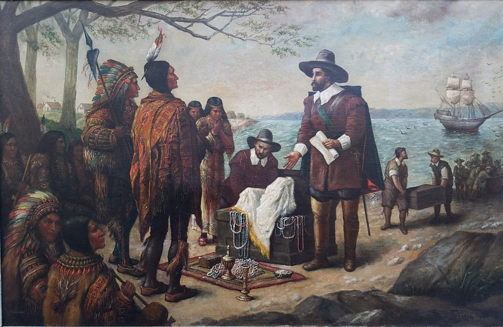 O quadro "Native American Treaty", de Roman Fekonja, mostra um tratado entre índios e colonizadores.