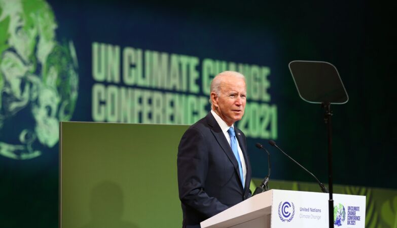 Joe Biden, Presidente dos Estados Unidos, na cimeira do clima das Nações Unidas (COP26)