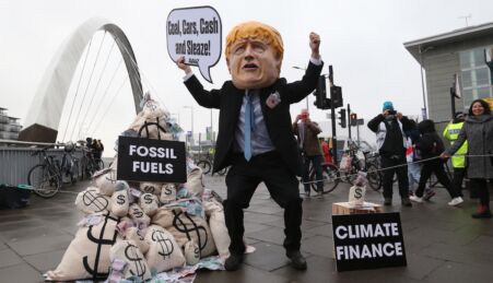 Manifestação durante a COP26, em Glasgow, Grã-Bretanha