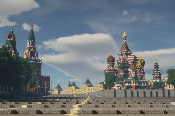 Réplica da Rússia, na escala 1:1, no Minecraft