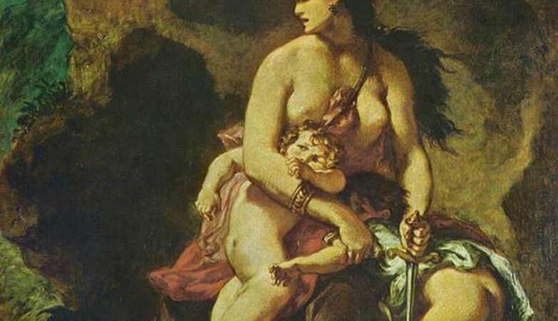 Quadro de Eugène Delacroix retrata o infanticídio cometido por Medeia, da mitologia grega.