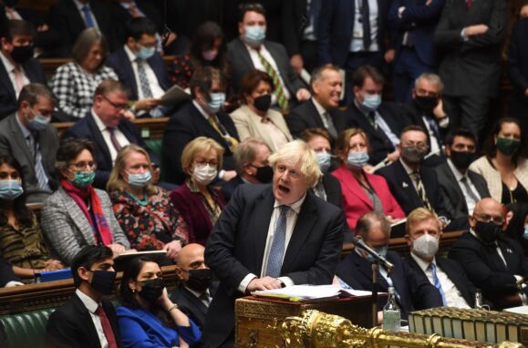 O primeiro-ministro britânico, Boris Johnson, no Parlamento inglês.