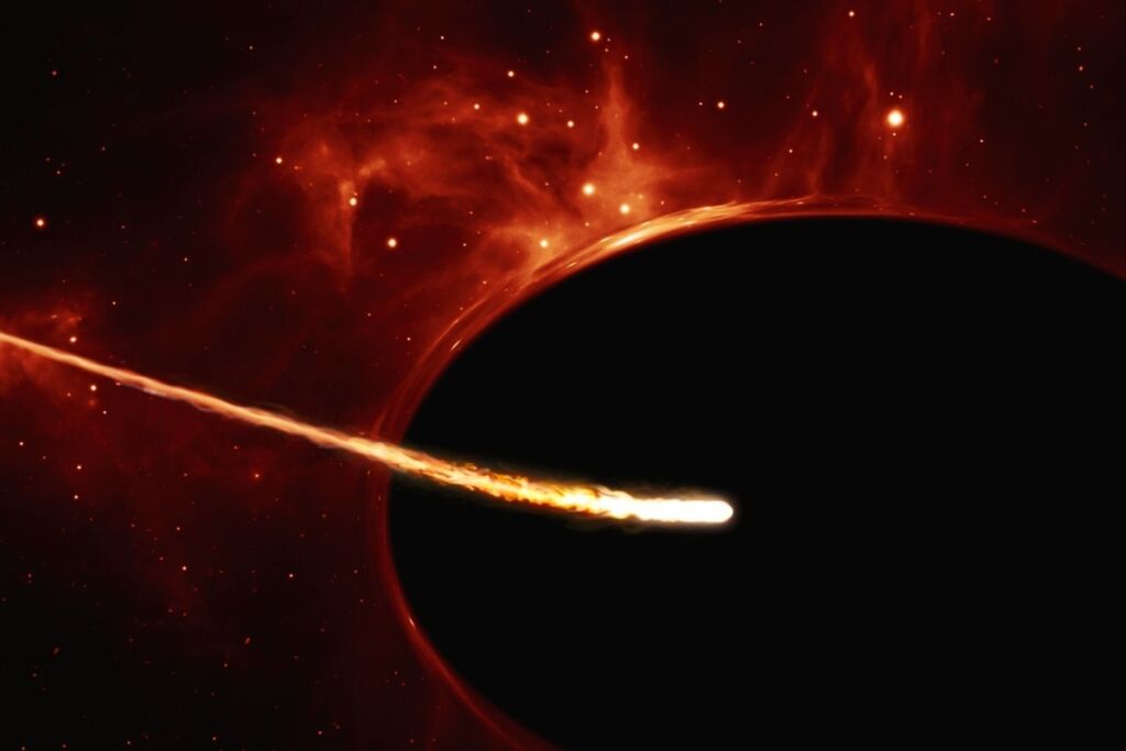 Estrela a ser sugada por buraco negro 