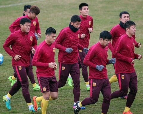 Seleção nacional da China a treinar em 2017