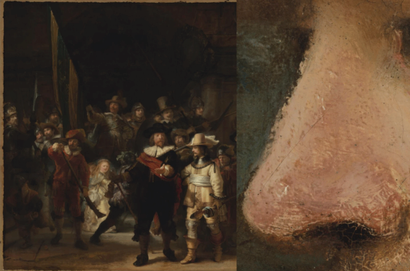 A Ronda da Noite, pintura de Rembrandt, ao detalhe