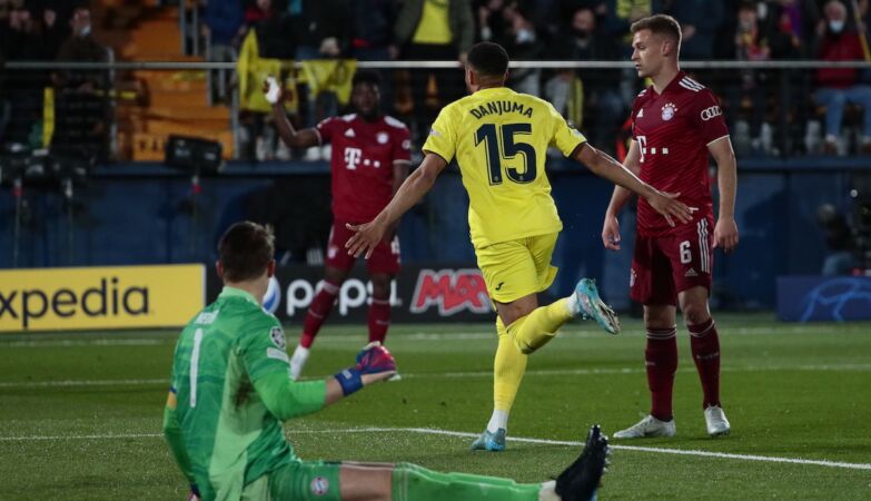 Arnaut Danjuma celebra o golo da vitória frente ao Bayern Munique.