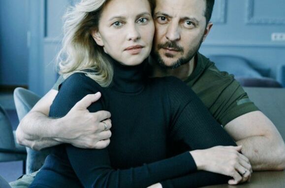 Volodymyr Zelenskyy e a primeira-dama da Ucrânia, Olena Zelenska, na revista Vogue.