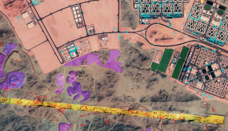 Imagens de satélite de cidade futurista saudita.