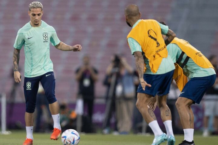 Antony num treino da Selecção do Brasil.