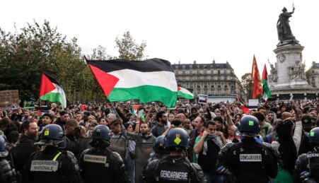 Protesto pró-Palestina em Paris.