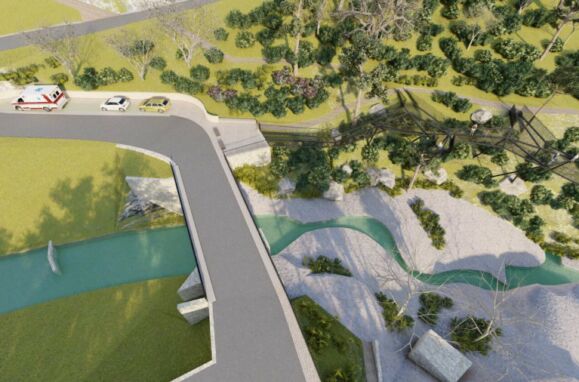 Imagem 3D das obras previstas para a "Cascata do Tahiti" no Gerês.