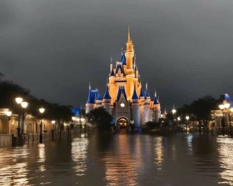 Imagem de IA usada para espalhar fake news sobre suposta destruição do Disney World durante furacão Milton.